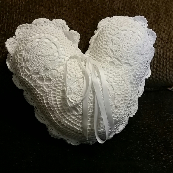 no tags Other - Heart-shaped Crochet Accent Pillow